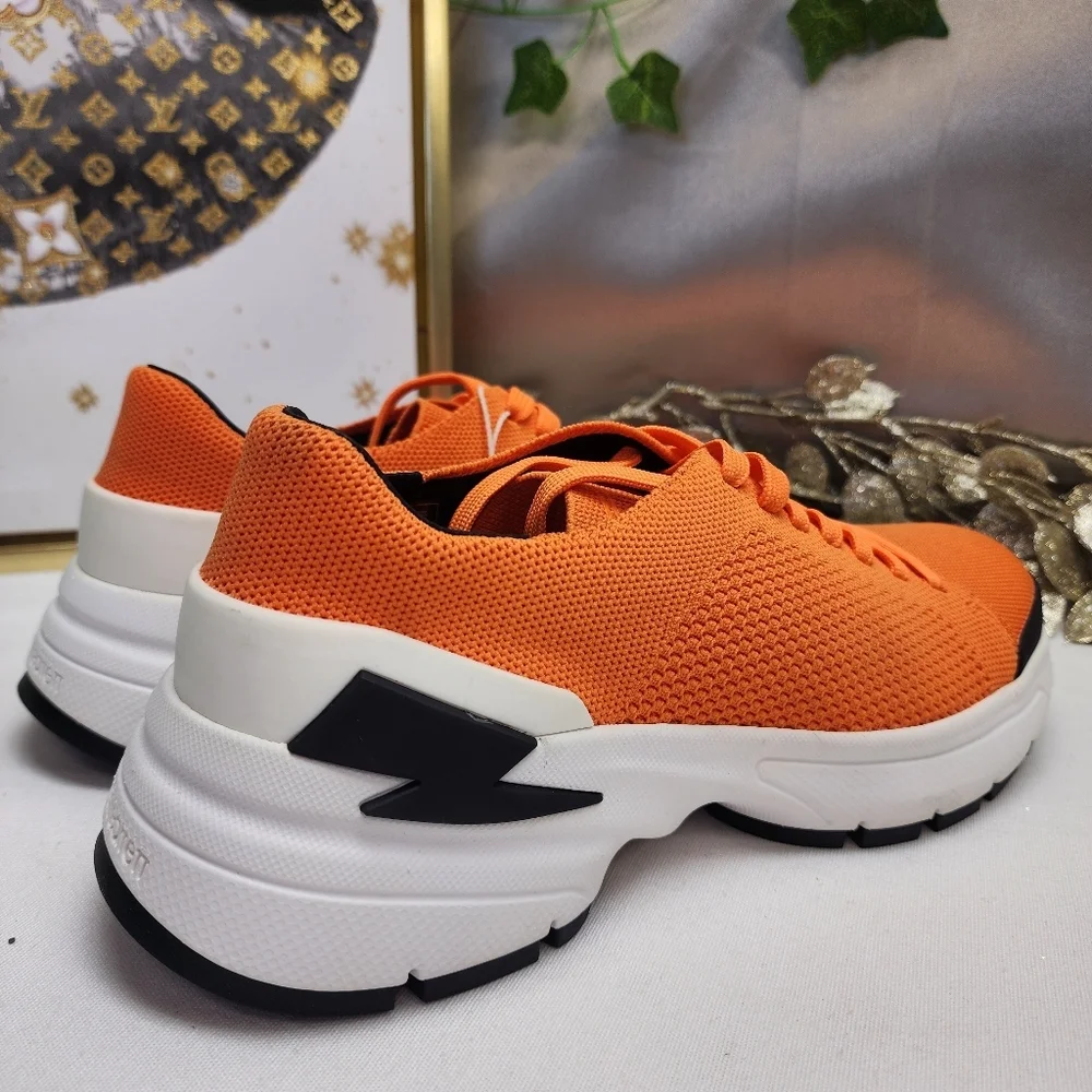 NIB NEIL BARRETT BOLT LACE UP SNEAKER - ORANGE SZ 6/39